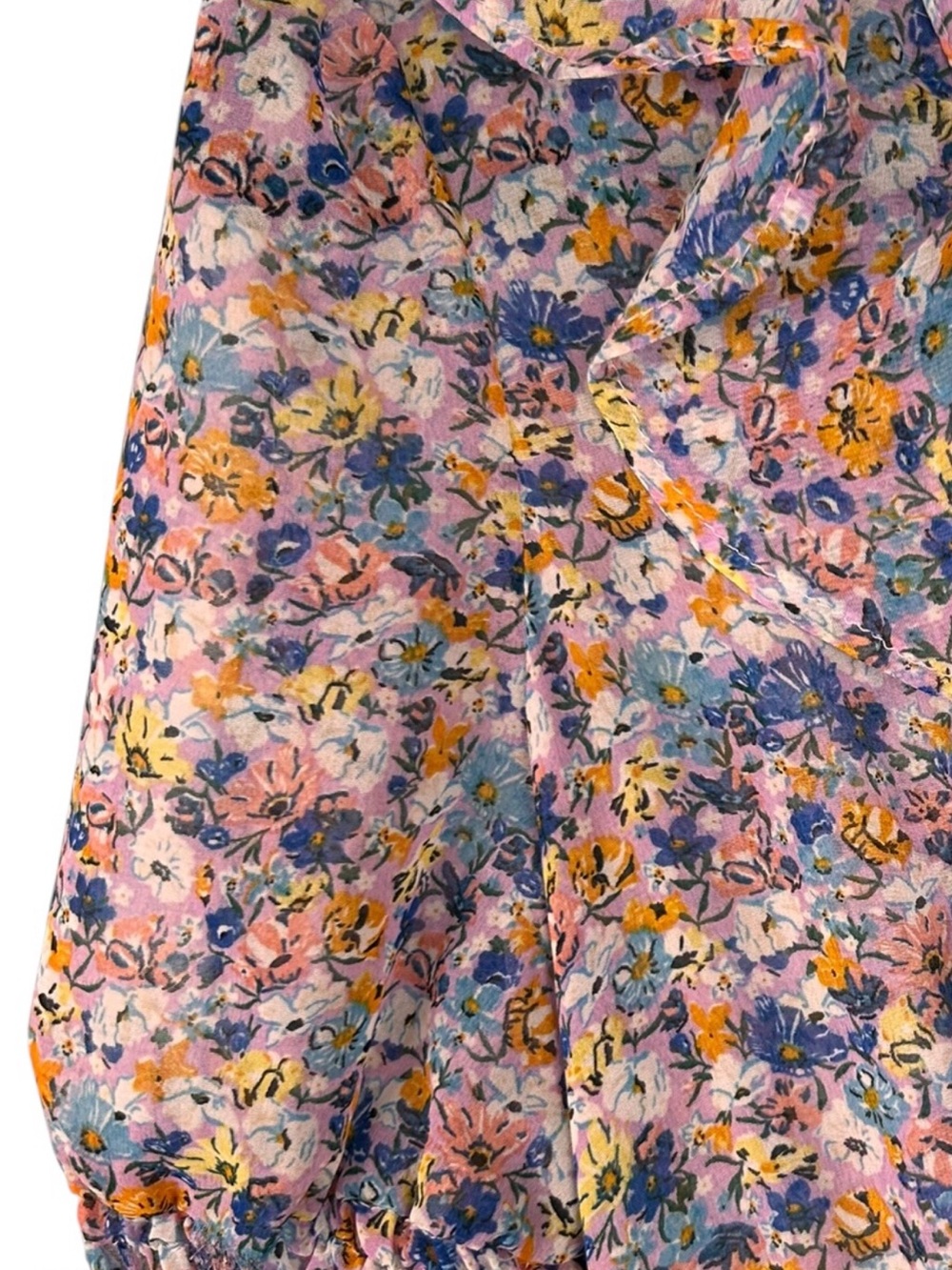 Zara Floral Ruffle V-Neck Mini Dress, XS tiered skirt smocked Pretty Western - Picture 6 of 14